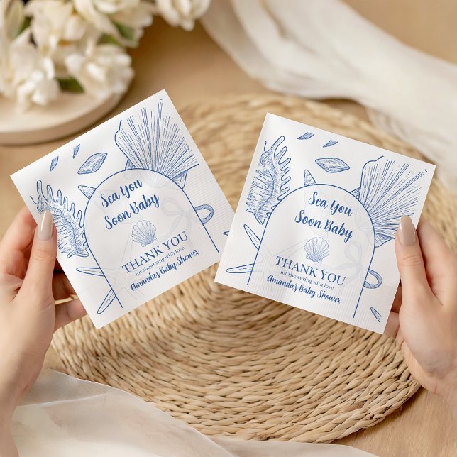 Guardanapo De Papel Modern Under The Sea You Soon Blue Boy Baby Shower (Criador carregado)