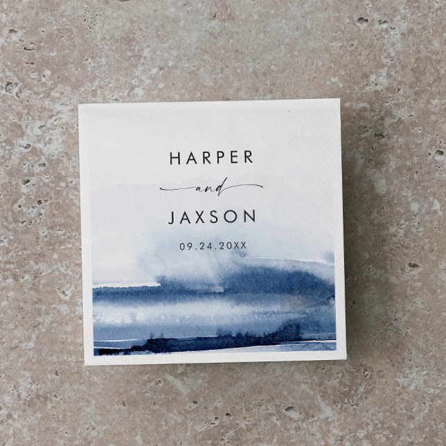 Guardanapo De Papel Modern Watercolor | Casamento Azul Nápoles (Criador carregado)
