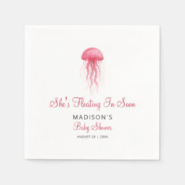 Guardanapo De Papel Modern Watercolor Pink Jellyfish Girl Baby Shower