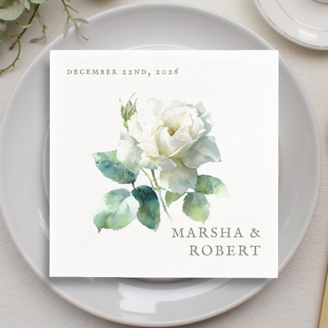 Guardanapo De Papel Modern Watercolor Rose Elegant Botanical Wedding (Criador carregado)