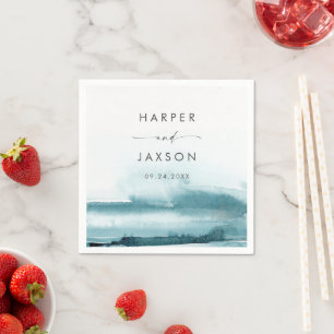 Guardanapo De Papel Modern Watercolor Teal Wedkins