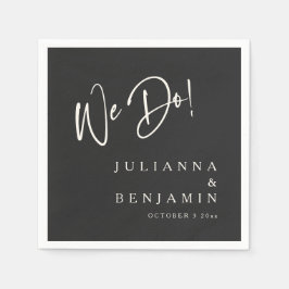 Guardanapo De Papel Modern We Do Elegant Custom Black Cream Wedding