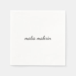 Guardanapo De Papel Modern White Monogram Script Design