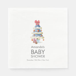 Guardanapo De Papel Modern Winter Bow Christmas Tree Baby Shower