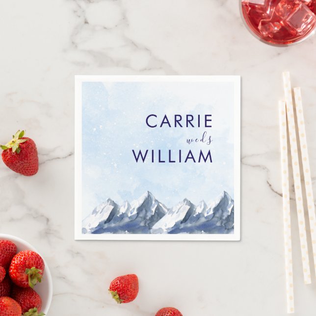 Guardanapo De Papel Modern Winter Mountain Pattern Wedding (Insitu)