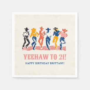 Guardanapo De Papel Modern Yeehaw Cowgirl - aniversário de 21 anos