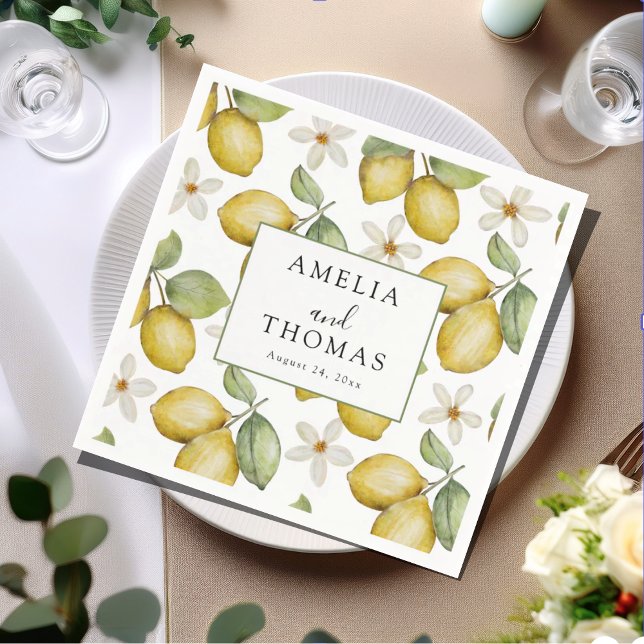 Guardanapo De Papel Modern Yellow Citrus Wedding (Criador carregado)