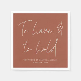 Guardanapo De Papel Moderna Caligrafia Vows Terracotta Wedding