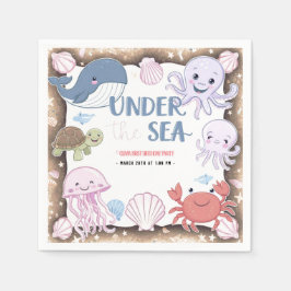 Guardanapo De Papel Moderna e elegante aquarela no aniversário do Mar6