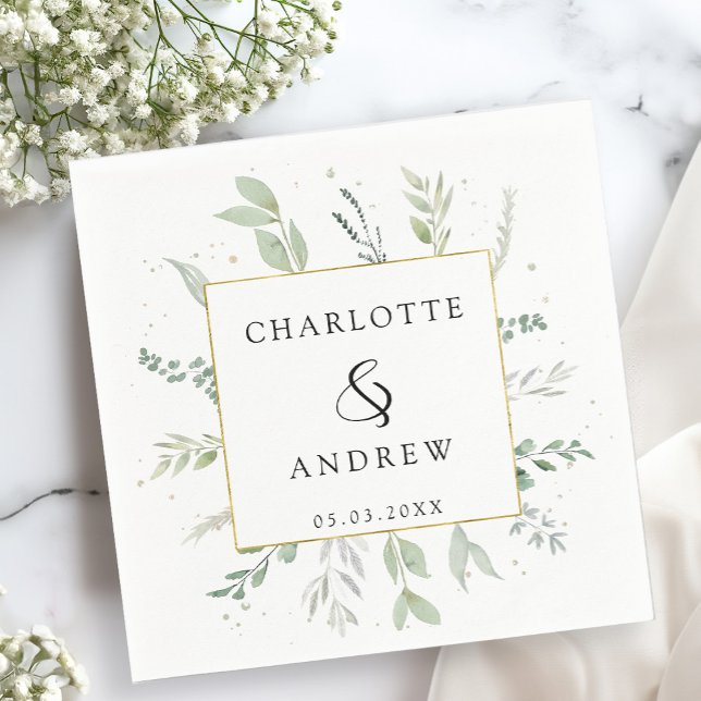 Guardanapo De Papel Moderne, elegante Eukalyptus-Hochzeit  Serviette (Criador carregado)