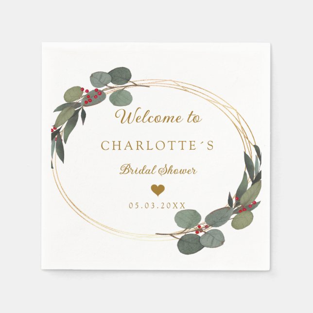 Guardanapo De Papel Moderne, elegante Eukalyptus-Hochzeit Serviette (Frente)