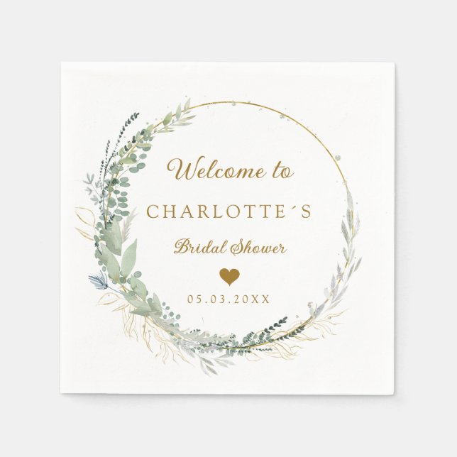 Guardanapo De Papel Modernes, elegantes Eukalyptus-Brautparty Serviett (Frente)