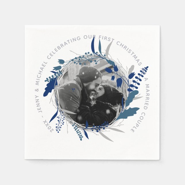 Guardanapo De Papel MODERNO 1rua ANO, Festa FOTO Envolvida ou Casada (Frente)