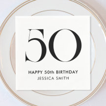 Moderno Aniversário de 50 anos Minimalista Preto e