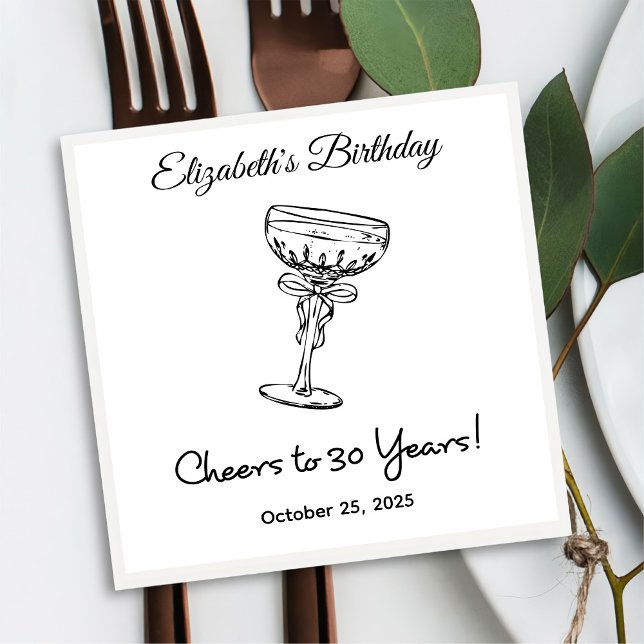 Guardanapo De Papel Moderno B&W Alegra-se a 30 anos Aniversário Napkin (Criador carregado)