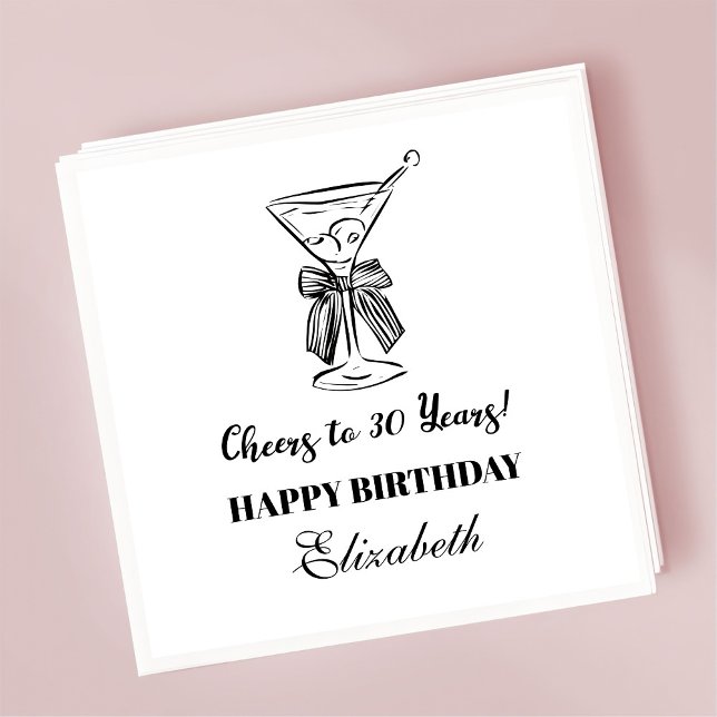 Guardanapo De Papel Moderno B&W Alegra-se a 30 anos Aniversário Napkin (Criador carregado)