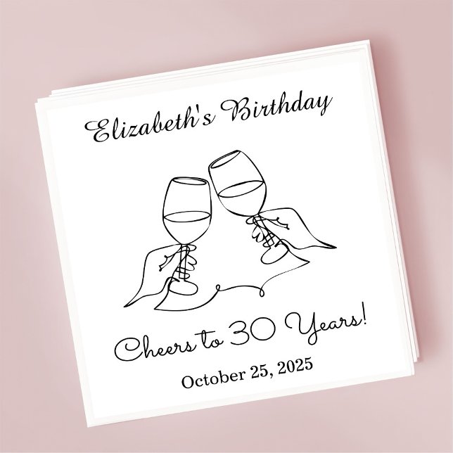 Guardanapo De Papel Moderno B&W Alegra-se a 30 anos Aniversário Napkin (Criador carregado)