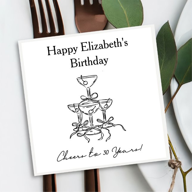 Guardanapo De Papel Moderno B&W Alegra-se a 30 anos Aniversário Nápole (Criador carregado)