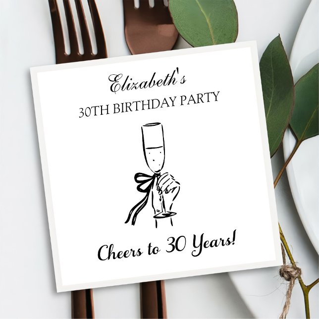 Guardanapo De Papel Moderno B&W Alegra-se a 30 anos Aniversário Nápole (Criador carregado)