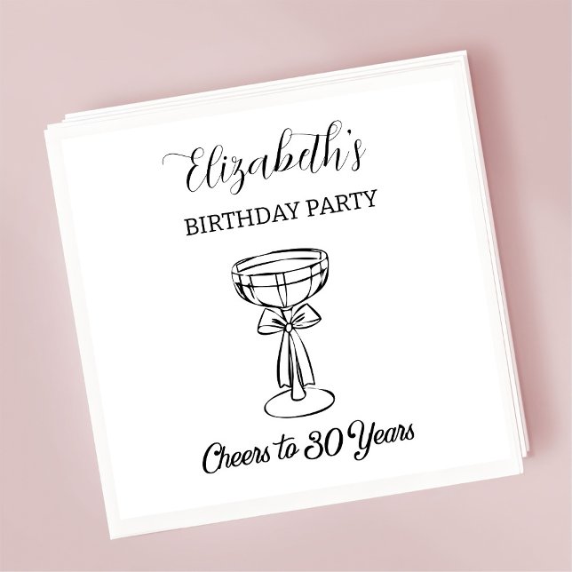 Guardanapo De Papel Moderno B&W Alegra-se a 30 anos Aniversário Nápole (Criador carregado)