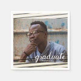 Guardanapo De Papel Moderno Black & Dourado Striks Partido Formando Na