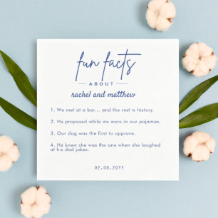 Guardanapo De Papel Moderno Blue Script Facts Casamento Napkins
