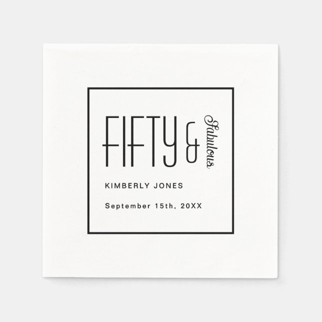 Guardanapo De Papel Moderno Cinquenta e Fabuloso Aniversário de 50 Ano (Frente)