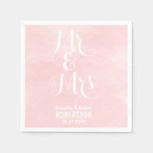Guardanapo De Papel Moderno cora o casamento cor-de-rosa da aguarela