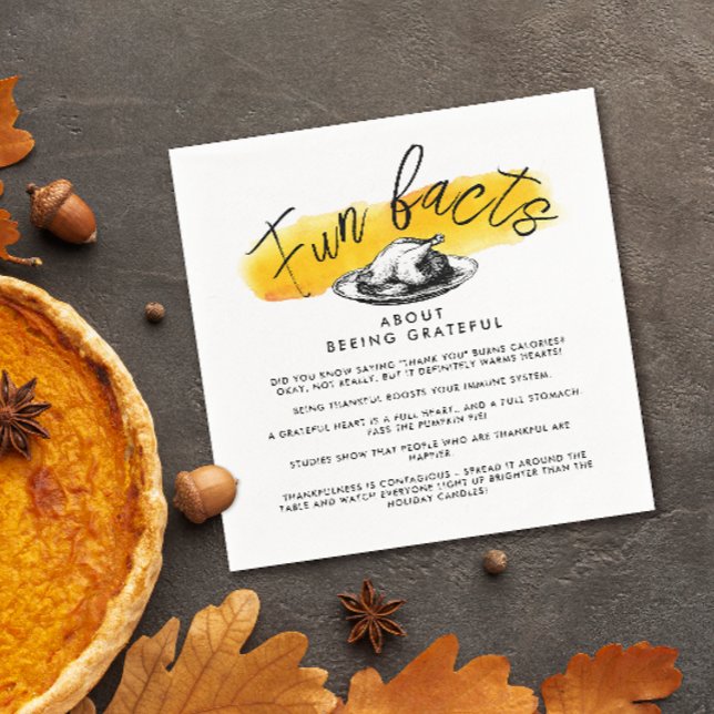 Guardanapo De Papel Moderno Dia de Ação de Graças Fatos Amarelos (Criador carregado)