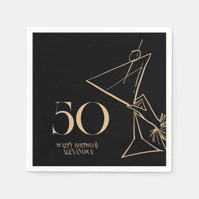 Guardanapo De Papel Moderno Dourado 50º Aniversário Napkins (Frente)