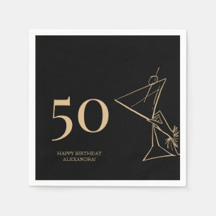 Guardanapo De Papel Moderno Dourado 50º Coquetel Noturno Napkins