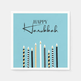 Guardanapo De Papel Moderno e feliz Hanukkah velas no Natal Napkins