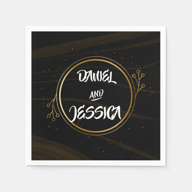 Guardanapo De Papel Moderno Elegante Leve de Ouro Quic (Frente)