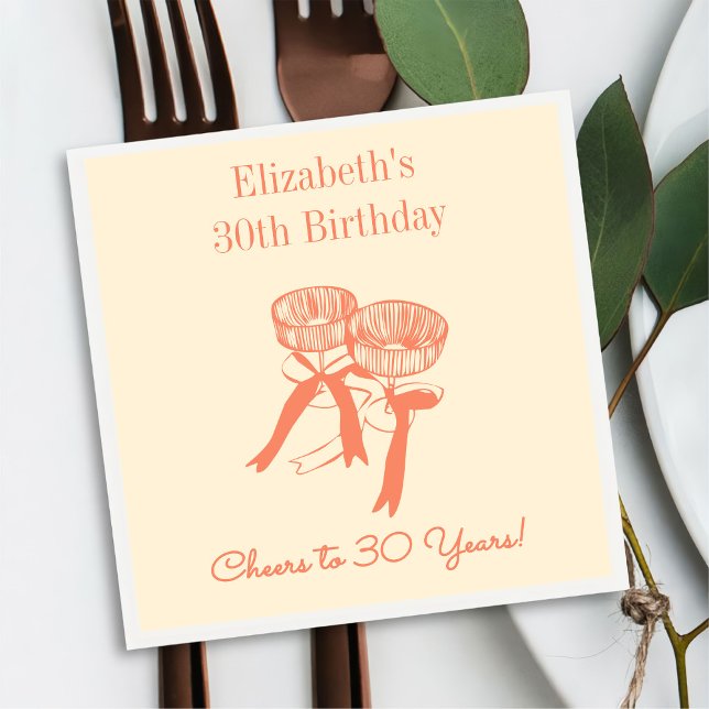 Guardanapo De Papel Moderno Elegante Saúde aos 30 anos Aniversário Nap (Criador carregado)