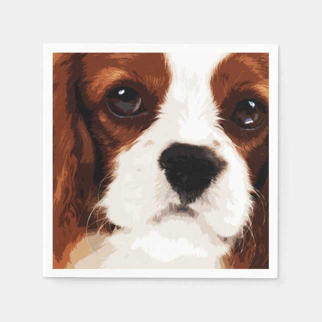 Guardanapo De Papel moderno marrom Cavalier King Charles Spaniel (Frente)