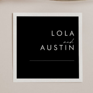 Guardanapo De Papel Moderno Minimalista | Casamento Negro Napkins