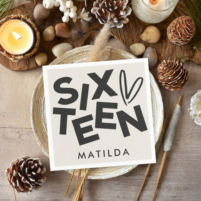 Guardanapo De Papel Moderno mínimo ousado tipografia de 16 anos (Criador carregado)