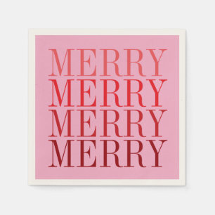 Guardanapo De Papel Moderno Natal Alegre Vermelho Rosa Retro