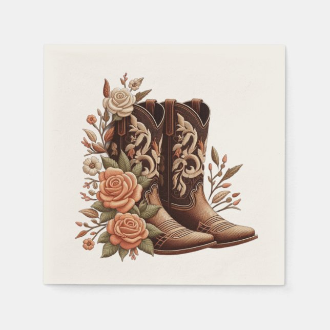 Guardanapo De Papel Moderno País Elegante - Flores Ocidentais (Frente)