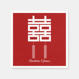 Guardanapo De Papel Moderno Red Double Feliz Casamento Napkins