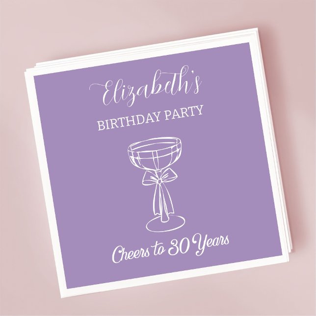 Guardanapo De Papel Moderno Roxo Cheers aos 30 anos Aniversário Napkin (Criador carregado)