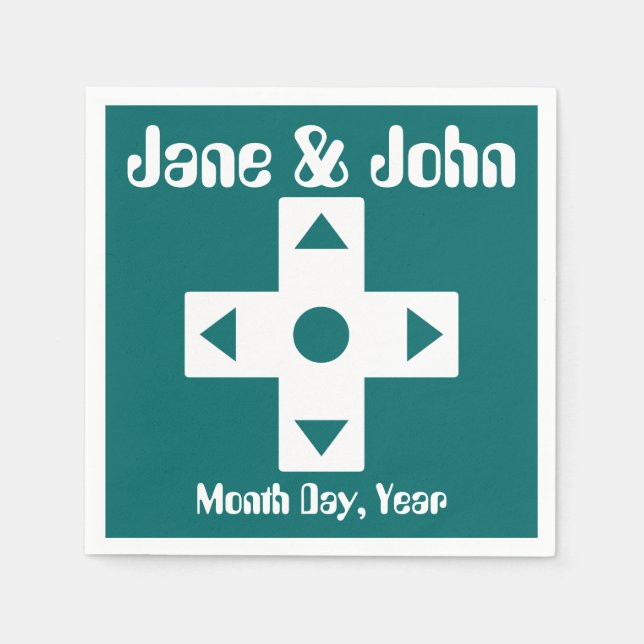 Guardanapo De Papel Modo multijogador em Teal Napkins (Frente)
