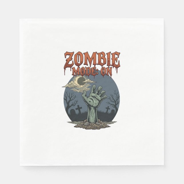 Guardanapo De Papel Modo Zumbi Halloween Mão Lua Cemitério_1 (Frente)