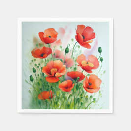 Guardanapo De Papel Mohnblumenwiese, Aquarell -