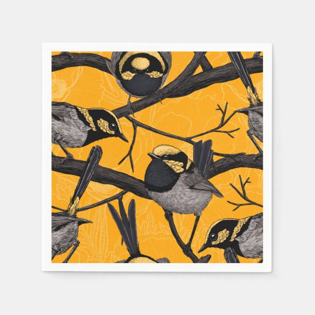 Guardanapo De Papel Moinhos de fada em amarelo (Frente)