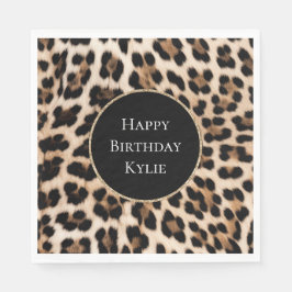 Guardanapo De Papel Moldura com Brilho de Animal Leopardo Creme