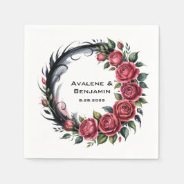 Guardanapo De Papel Moldura de casamento de rosa gótica