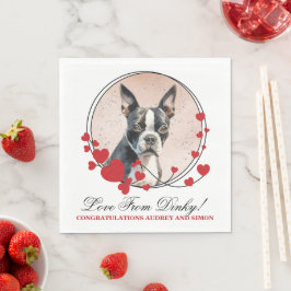 Guardanapo De Papel Moldura de Coração Vermelho do Boston Terrier Foto
