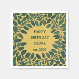 Guardanapo De Papel Moldura de eucalipto em texto personalizado – amar
