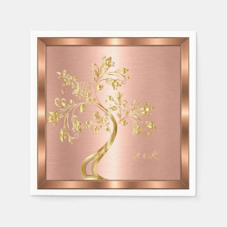 Guardanapo De Papel Moldura em Rose Gold Árvore Dourada Personalizada